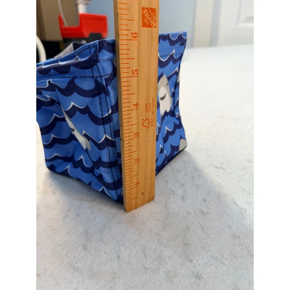 Thirty-One Littles Carry-All Caddy Blue Shark Wave Print Mini Tote Organizer